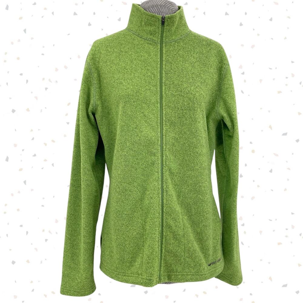 Hot Chillys Bright Green Fleece Full Zip Jacket Outdoor Layering Hiking Size L
